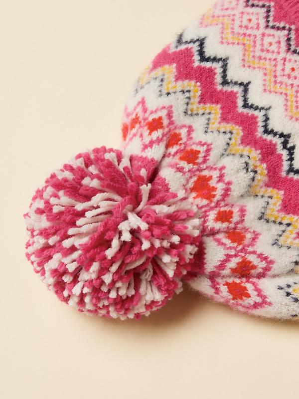 Joules Women's Kara Fairisle Bobble Beanie Hat - Pink Image 3