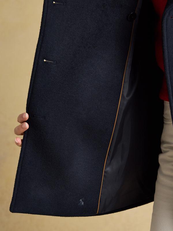 Joules Women's Belchamp Wool Blend Peacoat with Beaded Badge - Navy Image 8