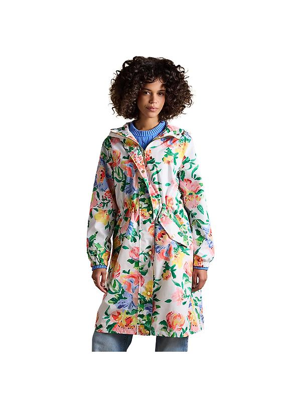 Joules Women's Holkham Waterproof Packable Hooded Raincoat - Floral Image 1