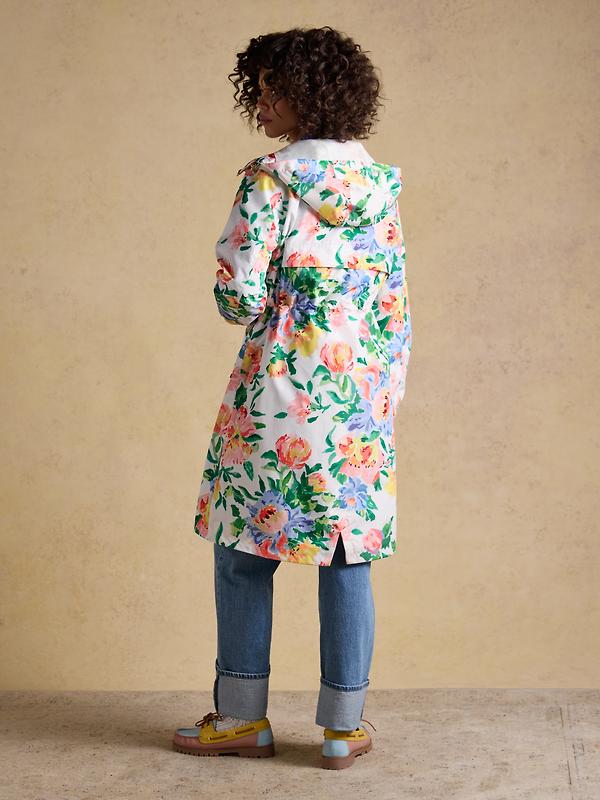 Joules Women's Holkham Waterproof Packable Hooded Raincoat - Floral Image 2