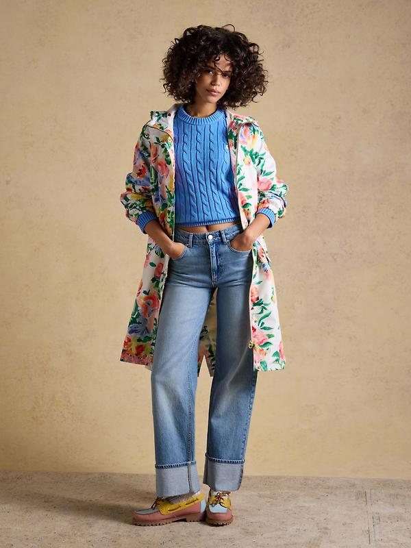 Joules Women's Holkham Waterproof Packable Hooded Raincoat - Floral Image 3