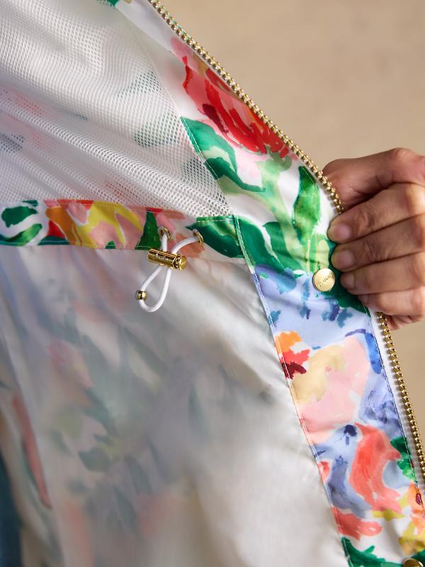 Joules Women's Holkham Waterproof Packable Hooded Raincoat - Floral Image 8