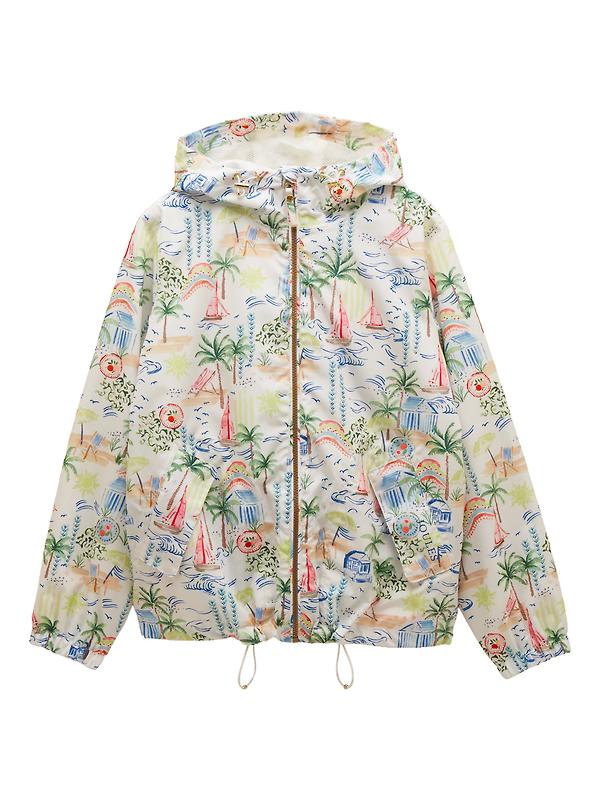Joules Women's Rainly Waterproof Packable Raincoat with Hood - Cream Product Image