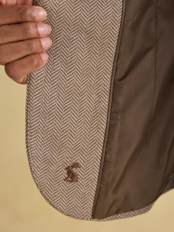 Joules Women's Albury Herringbone Jersey Tweed Blazer - Tan Brown Image 10