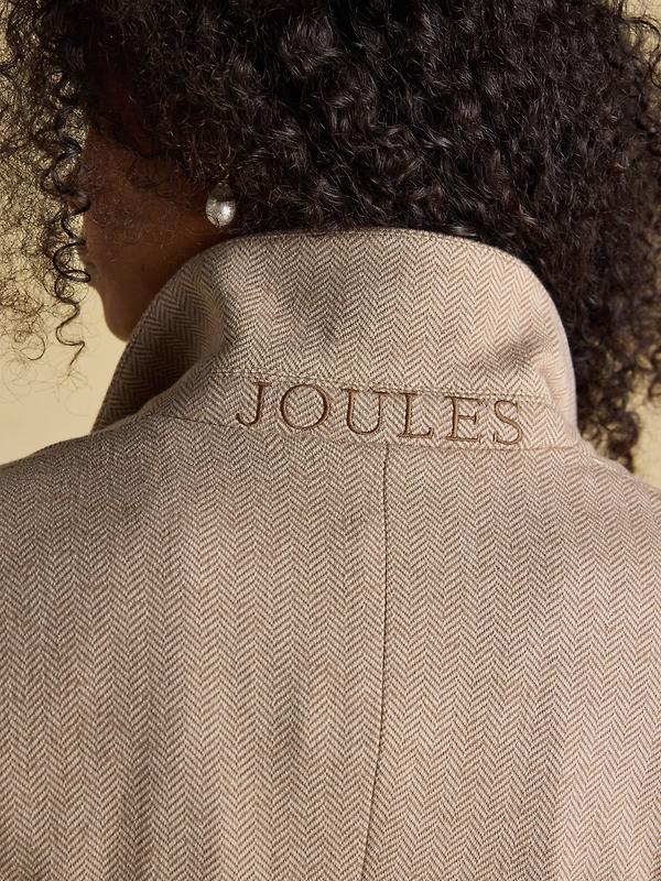 Joules Women's Albury Herringbone Jersey Tweed Blazer - Tan Brown Image 11
