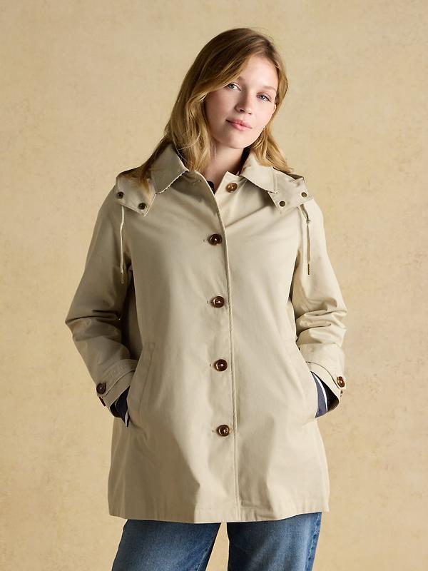 Joules Women's Rainmore Waterproof Button Through Raincoat - Neutral Image 2