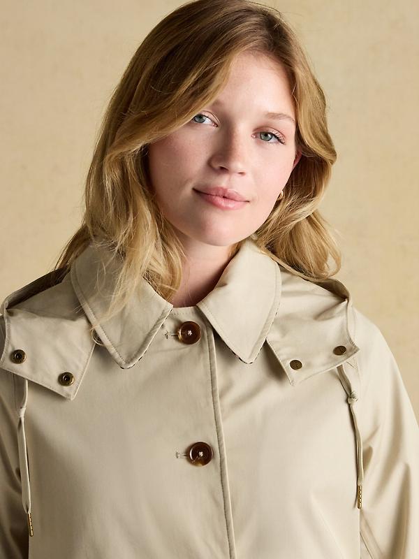 Joules Women's Rainmore Waterproof Button Through Raincoat - Neutral Image 5