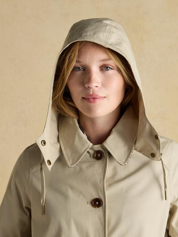Joules Women's Rainmore Waterproof Button Through Raincoat - Neutral Image 9