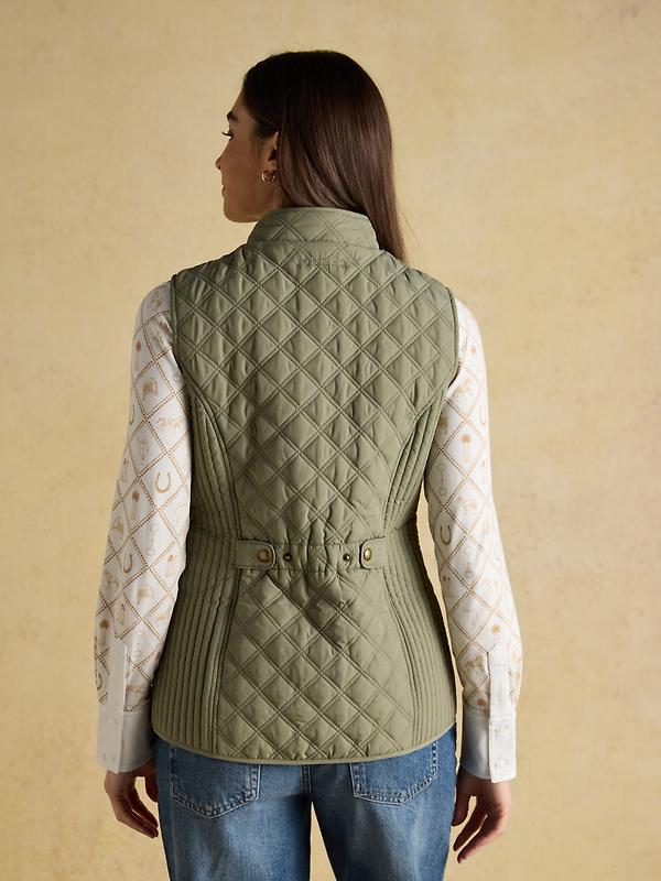 Joules Women's Minx Showerproof Diamond Quilted Gilet - Sage Green Image 3