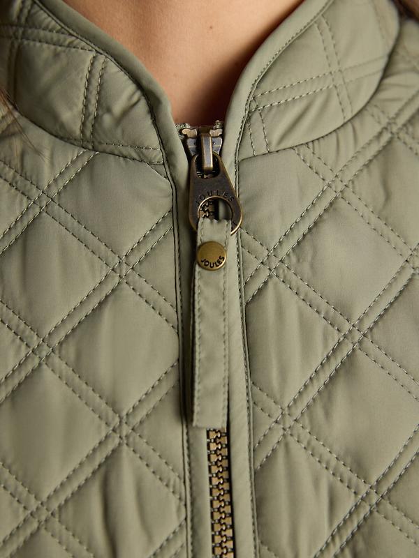 Joules Women's Minx Showerproof Diamond Quilted Gilet - Sage Green Image 5