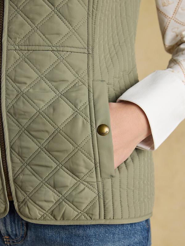 Joules Women's Minx Showerproof Diamond Quilted Gilet - Sage Green Image 7