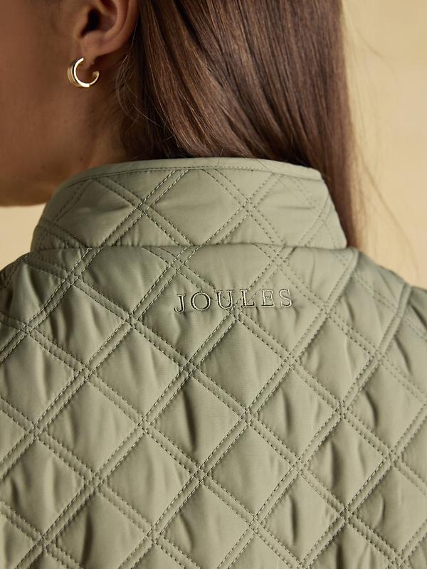 Joules Women's Minx Showerproof Diamond Quilted Gilet - Sage Green Image 9