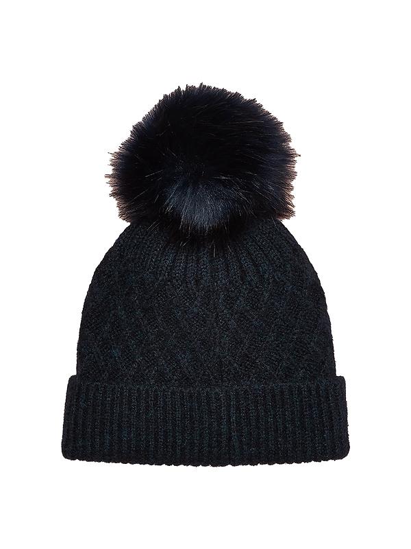 Joules Women's Effie Cable Knitted Bobble Hat - Navy Image 1