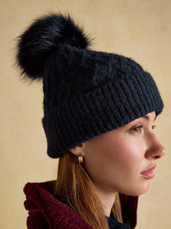 Joules Women's Effie Cable Knitted Bobble Hat - Navy Image 4