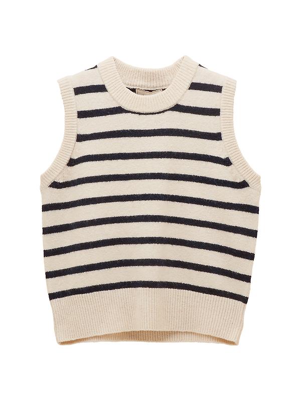 Joules Women's Holly Knitted Vest - Cream & Navy Striped Image 1