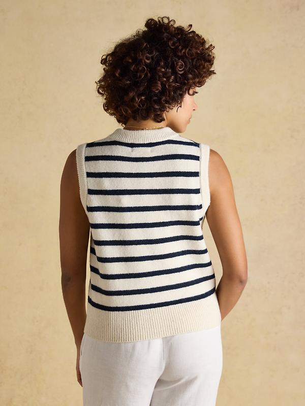 Joules Women's Holly Knitted Vest - Cream & Navy Striped Image 3
