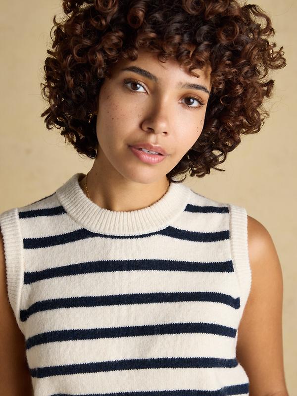 Joules Women's Holly Knitted Vest - Cream & Navy Striped Image 4