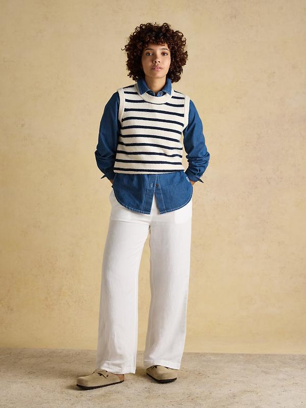 Joules Women's Holly Knitted Vest - Cream & Navy Striped Image 5