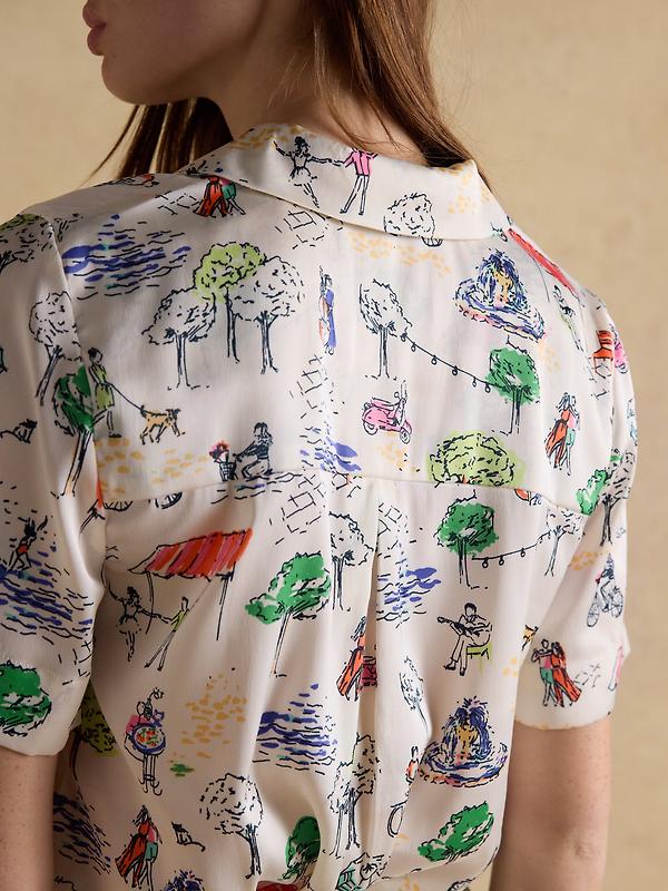 Joules Women's Fiesta Scene Short Satin Pyjama Set - Cream Bistro Image 8