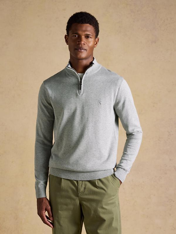 Joules Men's Hillside Quarter Zip Knitted Jumper - Grey Image 2