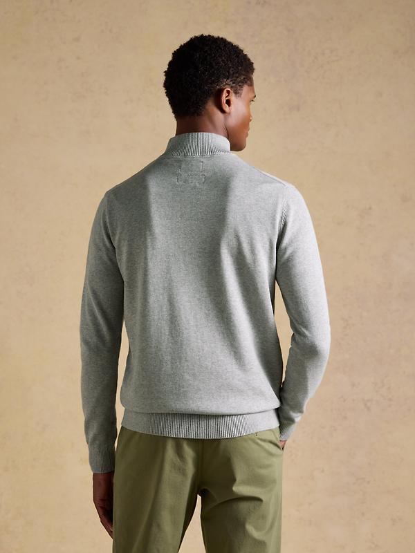 Joules Men's Hillside Quarter Zip Knitted Jumper - Grey Image 3