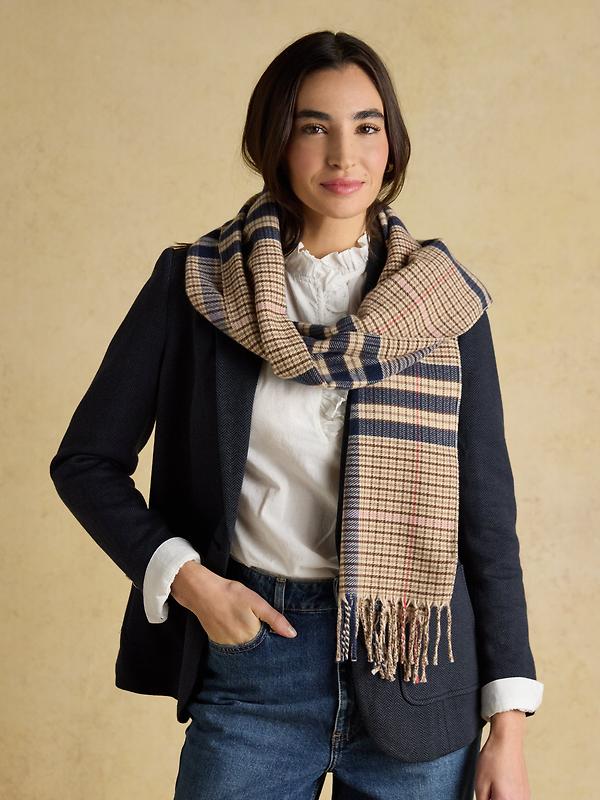 Joules Women's Langtree Large Scarf - Neutral & Navy Image 2