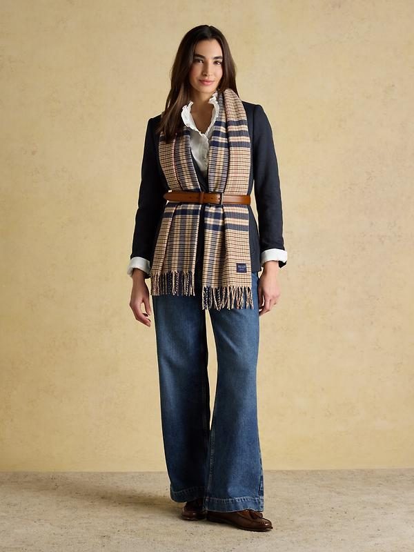 Joules Women's Langtree Large Scarf - Neutral & Navy Image 3