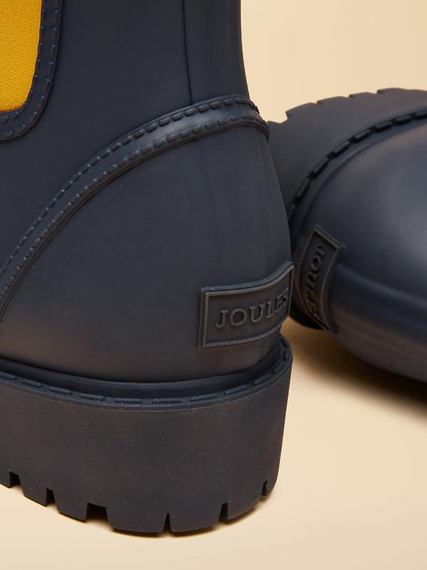 Joules Women's Oakfield Short Neoprene-Lined Wellies - Navy Yellow Image 5