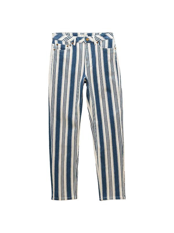 Joules Women's Straight Fit Mid Rise Jeans - Blue Striped Image 1