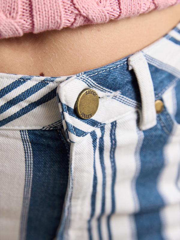 Joules Women's Straight Fit Mid Rise Jeans - Blue Striped Image 8