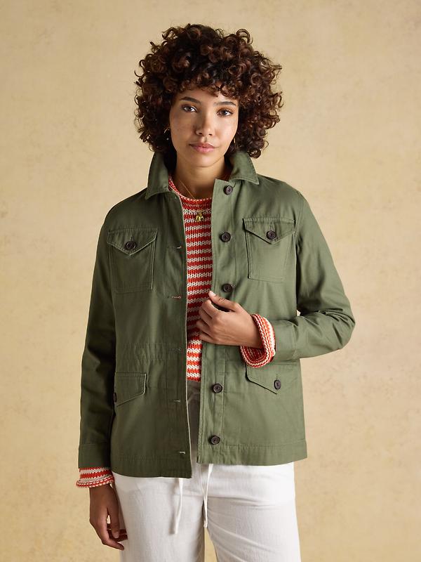 Joules Women's Twyford Lightweight Utility Jacket with Adjustable Waist - Khaki Green Image 9