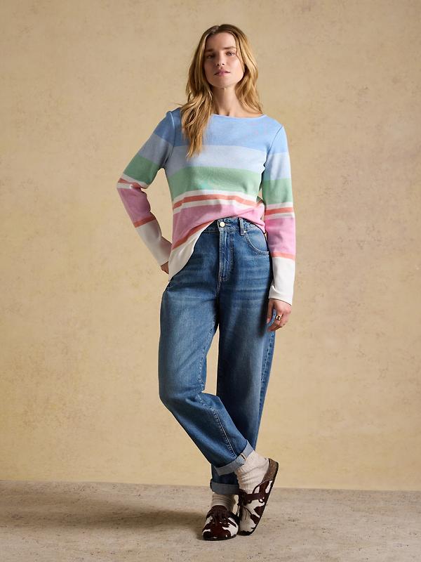 Joules Women's Harbour Boat Neck 100% Cotton Breton Top - Multi Stripe Image 4