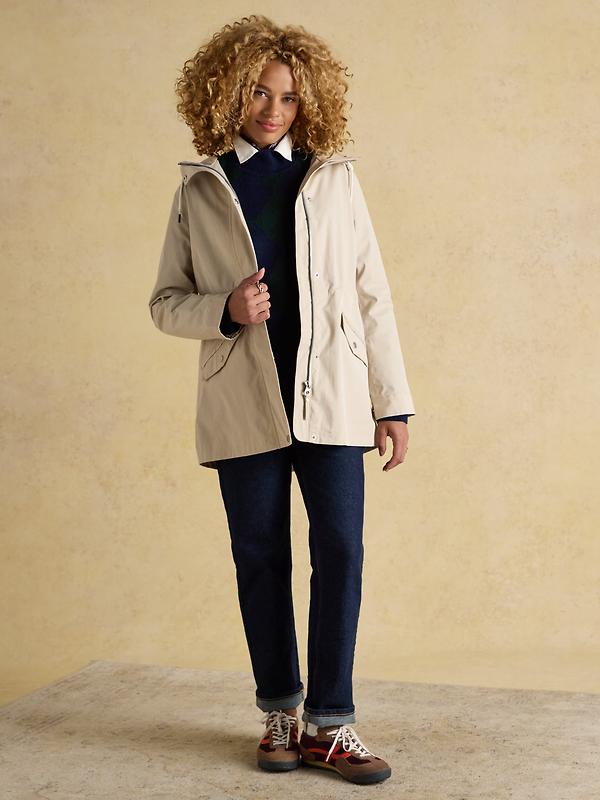 Joules Women's Portwell Waterproof Raincoat - Neutral Image 4