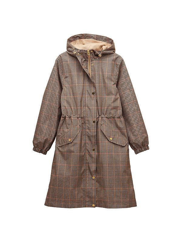 Joules Women's Holkham Waterproof Packable Hooded Raincoat - Henson Check Image 1