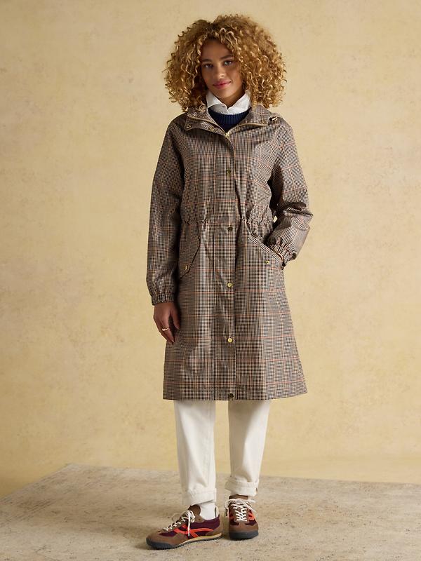 Joules Women's Holkham Waterproof Packable Hooded Raincoat - Henson Check Image 2