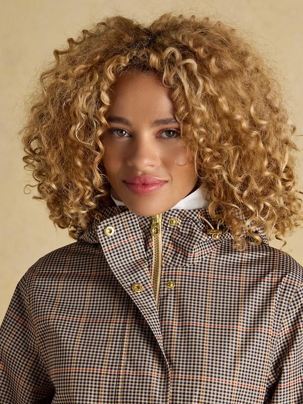 Joules Women's Holkham Waterproof Packable Hooded Raincoat - Henson Check Image 5