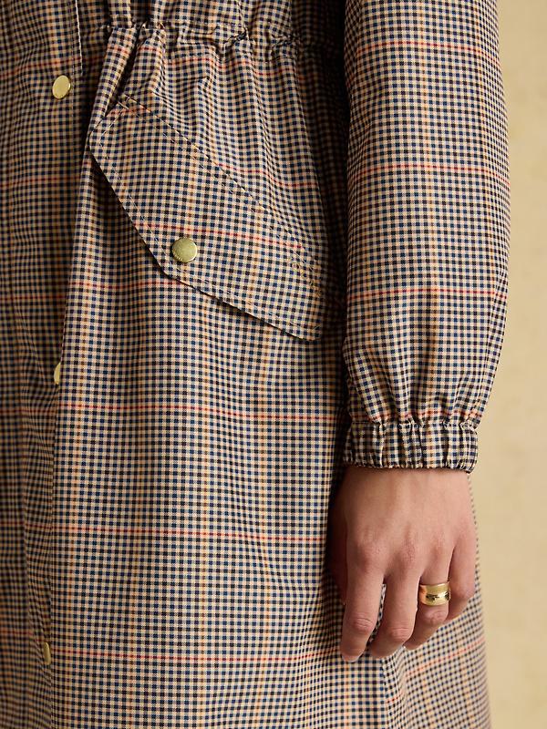 Joules Women's Holkham Waterproof Packable Hooded Raincoat - Henson Check Image 6