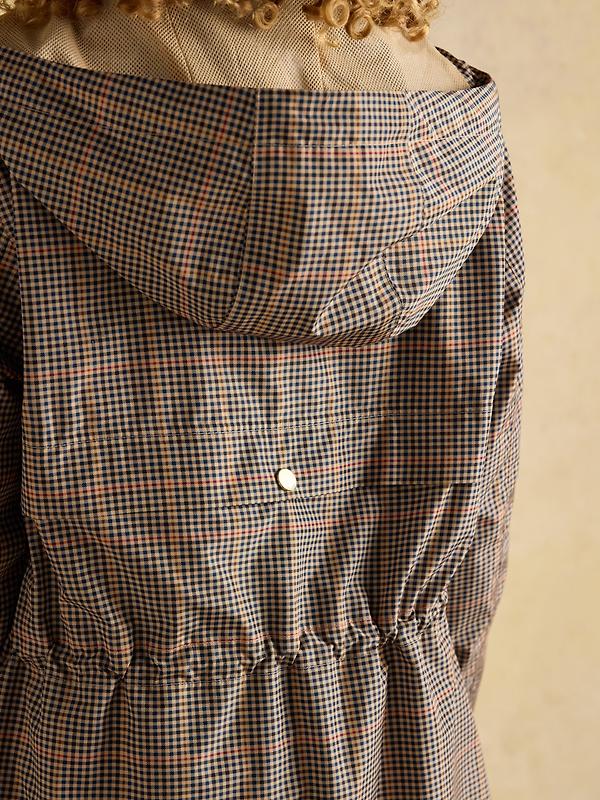 Joules Women's Holkham Waterproof Packable Hooded Raincoat - Henson Check Image 9