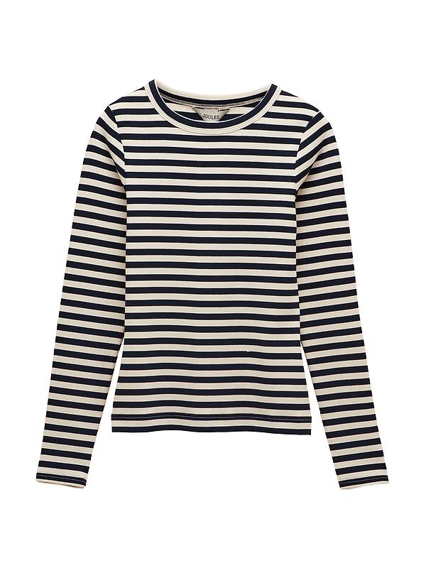 Joules Women's Sophie Long Sleeve Ribbed Fitted Top - Navy Stripe Image 1