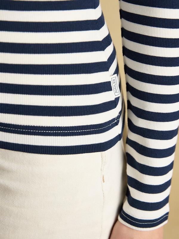 Joules Women's Sophie Long Sleeve Ribbed Fitted Top - Navy Stripe Image 6