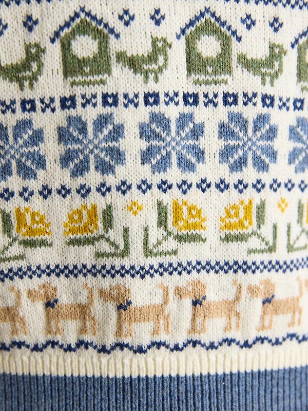 Joules Women's Birds & Bees Knitted Crew Neck Vest - Cream/Blue Image 9