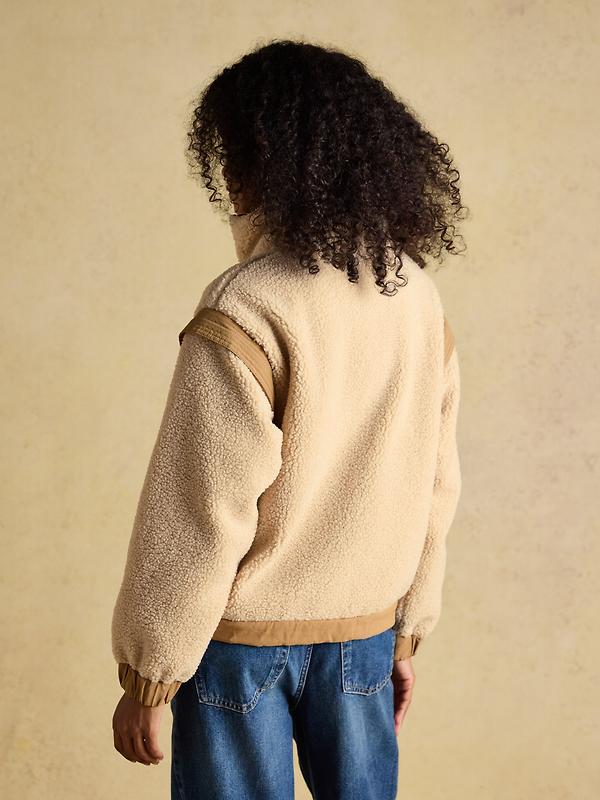 Joules Women's 2 in 1 Borg Full Zip Fleece Jacket - Cream Image 3