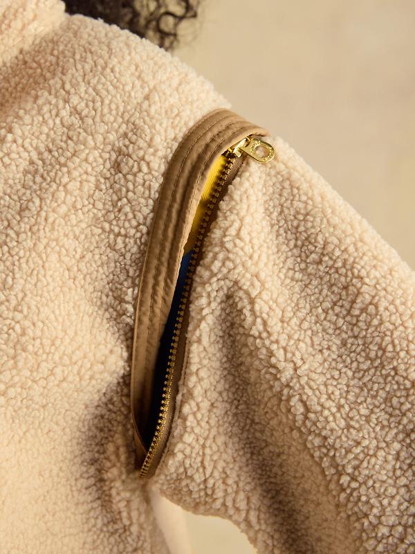 Joules Women's 2 in 1 Borg Full Zip Fleece Jacket - Cream Image 9