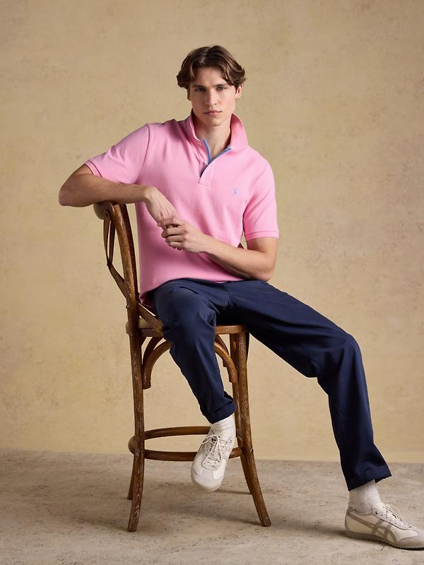 Joules Men's Woody Cotton Pique Short Sleeve Polo Shirt - Light Pink Image 4