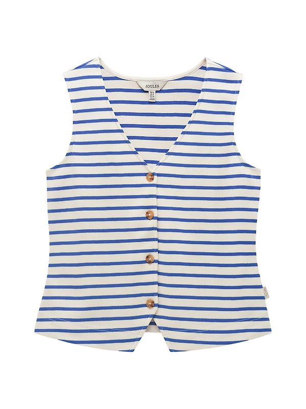 Joules Women's Premium Ribbed Jersey 100% Cotton Waistcoat - Blue Stripe Image 1
