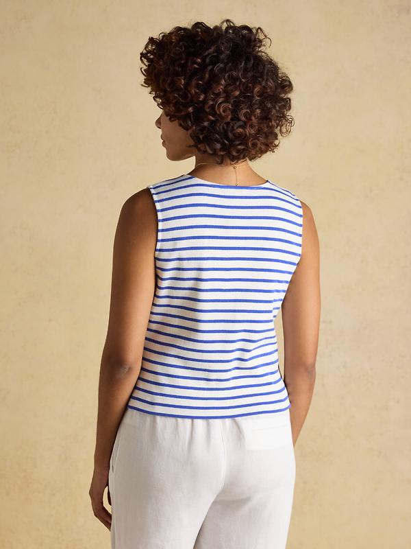 Joules Women's Premium Ribbed Jersey 100% Cotton Waistcoat - Blue Stripe Image 3