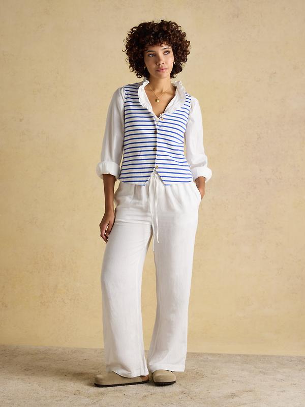 Joules Women's Premium Ribbed Jersey 100% Cotton Waistcoat - Blue Stripe Image 4