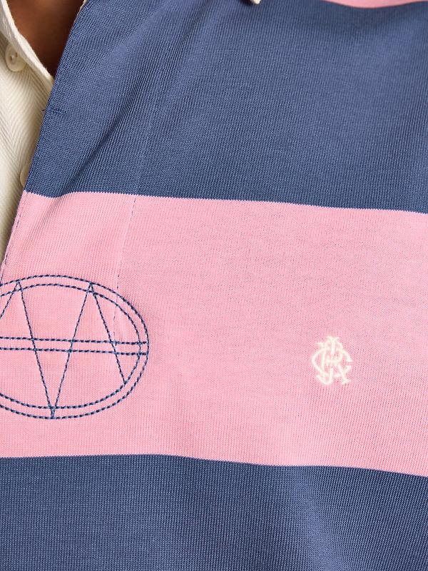 Joules Men's Striped Long Sleeve Rugby Shirt - Pink/Blue Image 7