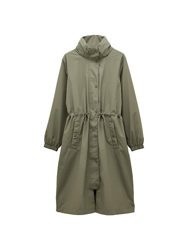 Joules Women's Hensley Longline Waterproof Coat with Packable Hood - Khaki Green Image 1