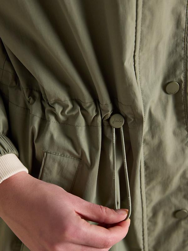 Joules Women's Hensley Longline Waterproof Coat with Packable Hood - Khaki Green Image 5